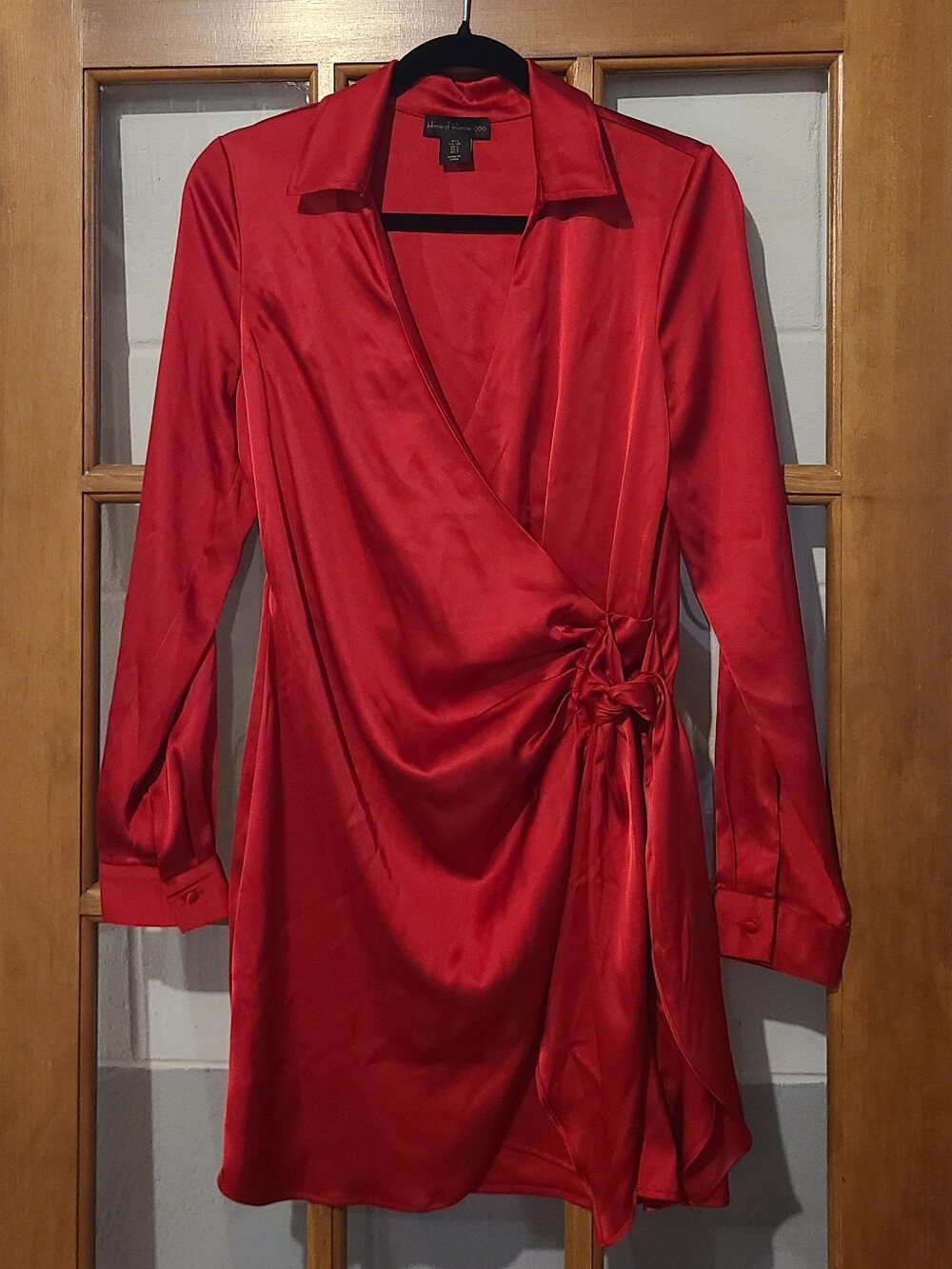 House of Harlow 1960 Red Satin Wrap Chemise